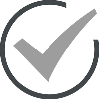 A gray check mark inside a partial gray circle on a light background, symbolizing approval or completion.